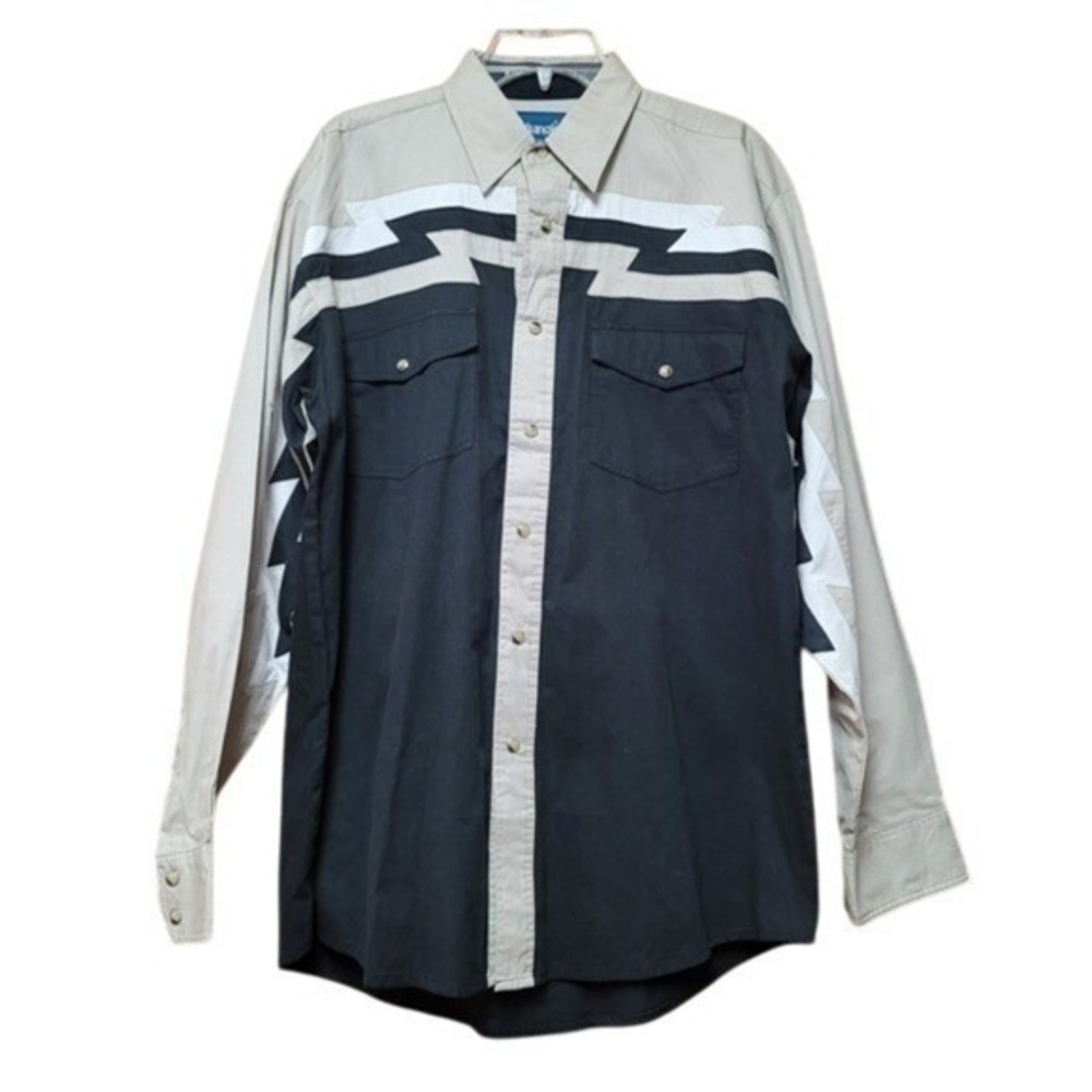 Wrangler Western Button Down Zigzag‎ Aztec Men Sz… - image 3